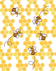 Honeycomb and Honeybee vector illustration