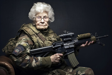 Fototapeta premium Grandma join the Army