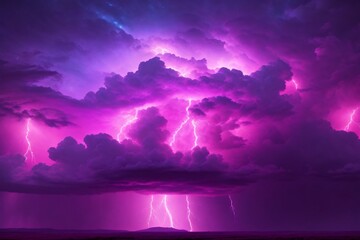 Thunderstorm Sky, Pink Thunderstorm Background, Pink Thunderstorm Wallpaper, Pink Stormy sky Background, Rainy Sky, Storm clouds, Ai Generative