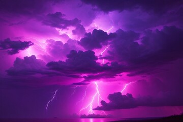 Fototapeta na wymiar Thunderstorm Sky, Pink Thunderstorm Background, Pink Thunderstorm Wallpaper, Pink Stormy sky Background, Rainy Sky, Storm clouds, Ai Generative
