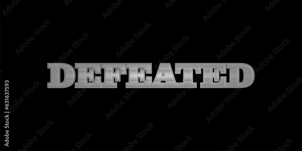 Fototapete defeated text effect isolated on dark background