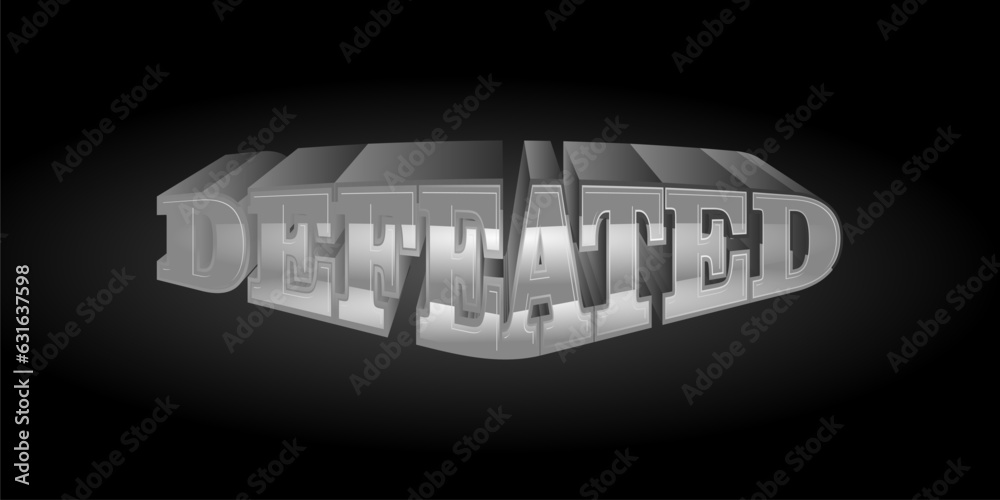 Fototapete defeated text effect isolated on dark background