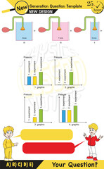 Obraz premium Physics, pressure and lifting force, archimedes principle, pressure of liquids and gases, Pascal's law, pressure of solids, Next generation problems, two boys speech bubble, template, experiment 