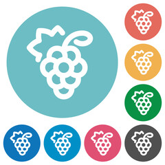 Grapes flat round icons