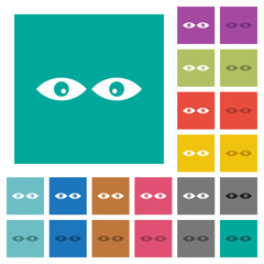 Watching eyes solid square flat multi colored icons