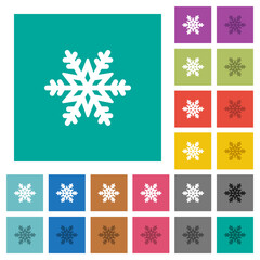 Snowflake square flat multi colored icons
