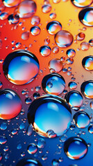 Water droplets on a vibrant surface