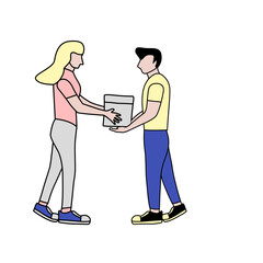 Illustration of a woman giving a gift