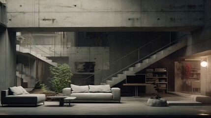 Interior of a hotel. AI generated art illustration.