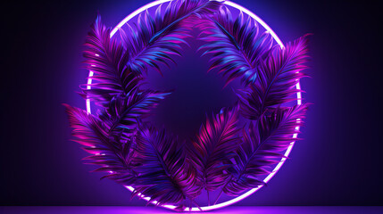 A vibrant purple neon light with a captivating circular design