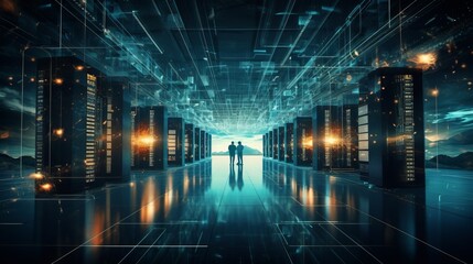 Photo of a man standing in a server room