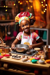 African cheerful girl chef
