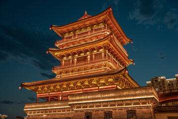 Obraz premium Tangyuan Tourist Attraction with Ancient Architectural Characteristics in Xichang, Sichuan, China
