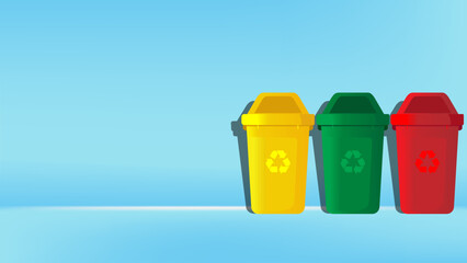 set of rubbish bin for recycling different type trash vector illustration