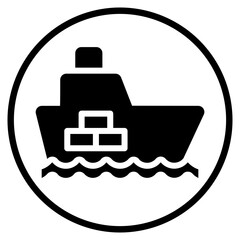 cargo boat glyph icon