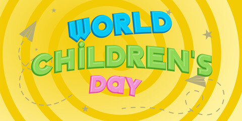 Fototapeta na wymiar Happy Children's Day Text With Creative Background
