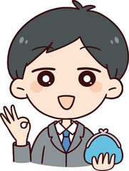 Obraz premium 財布を持った男性