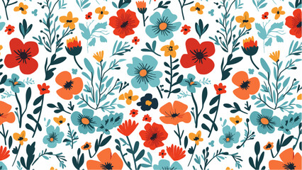 Hand drawn seamless floral pattern print, bouquets, flower compositions