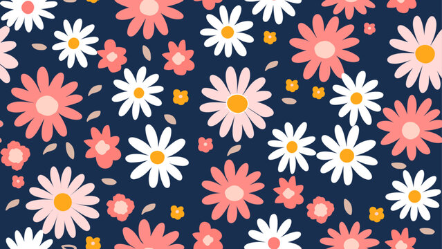Hand drawn seamless floral pattern print, bouquets, flower compositions
