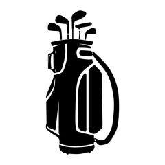 Golf Bag and Clubs - Vector Illustration Black Silhouette Design Logo