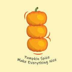 Three Fresh Pumpkins Illustration Vector. Perfect for Fall Season