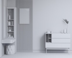 Stylish dressing and make up room with white interior concept