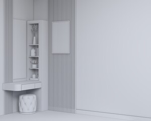 interior design make up room and dressing table with white interior concept