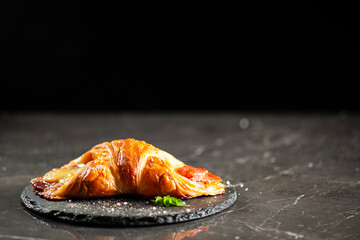 Viennoiserie pastry filled with smoked and baked fresh ham off the bone and tasty cheese.