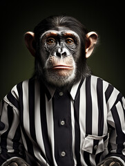 An Anthropomorphic Chimpanzee Dressed Up as a Referee