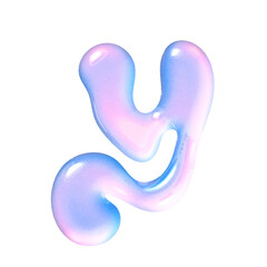 Y alphabet with y2k liquid pastel hologram chrome effect