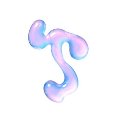 T alphabet with y2k liquid pastel hologram chrome effect