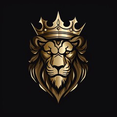 Fototapeta premium Simple logo Royal king lion crown symbols