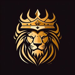 Simple logo Royal king lion crown symbols