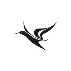 Vector logo of bird, minimalistic, black and white