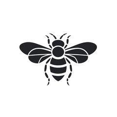 Vector logo of honey bee, minimalistic, black and white