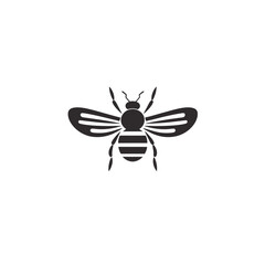 Vector logo of honey bee, minimalistic, black and white