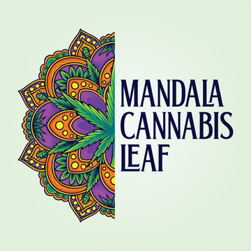 Mythical middle eastern cannabis mandala geometry  vector illustrations for your work logo, merchandise t-shirt, stickers and label designs, poster, greeting cards advertising business company 