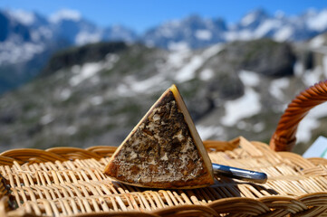 Cheese collection, Tomme de Savoie cheese from Savoy region in French Alps, mild cow's milk cheese...