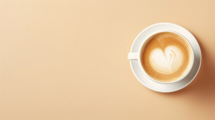 cup of coffee on the table flat lay background