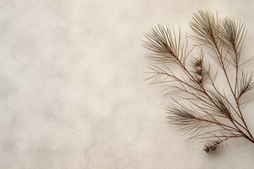 Dried leaves and pines on textured background