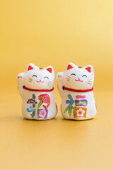 招き猫　日本の可愛い年賀状　正月素材　