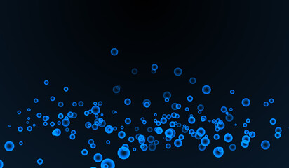 Blue glass ball icon particles bouncing to the ground on blue background.