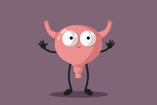 Happy Bladder Cartoon Mascot Character in Vector Style. Healthy empty vesical smiling g feeling cheerful.
