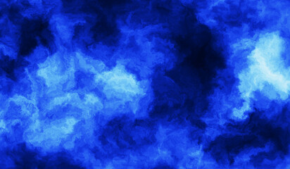blue smoke clouds moving turbulent on a white background.