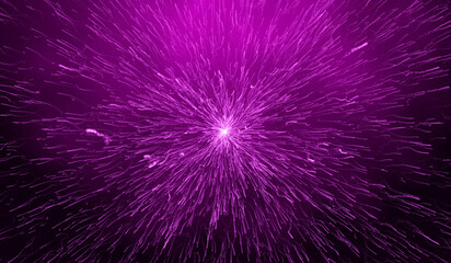 3D abstract digital technology particles fragmentation and mixing of pink on pink background.
