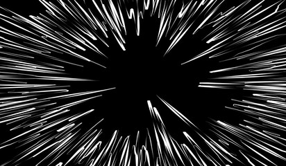 zoom white speed line Anime on black background for comic