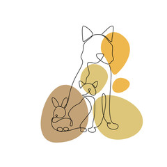 Animal Pet line art vector for wall decoration printing