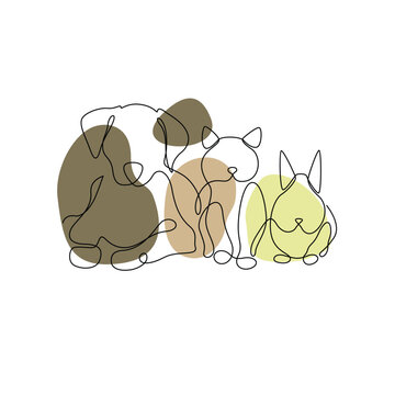 Animal Pet line art vector for wall decoration printing
