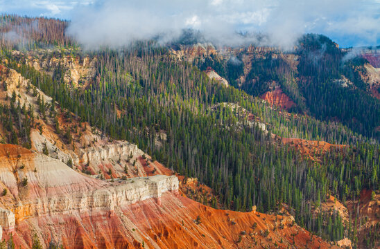 Afternoon Clouds Gathering Over Chessman Ridge and The Amphitheater From The Chessman Ridge Overlook, Cedar Breaks National Monument, Utah, USA