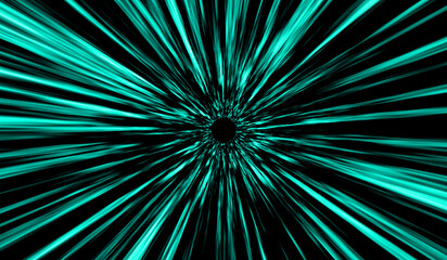 Obraz premium zoom green speed line Anime on black background for comic